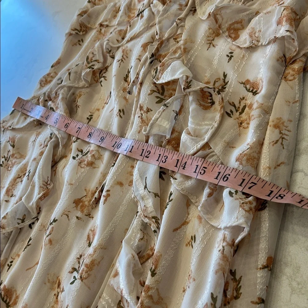 Storia Cream Floral Midi/Maxi Long Dress Bohemian Cottagecore Prairie XL